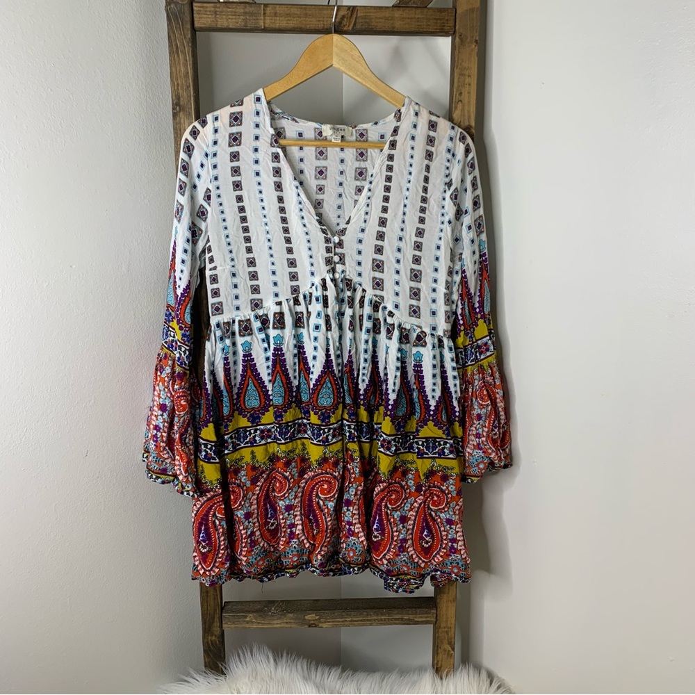 Umgee Bohemian Multicolor Tunic Top Size M